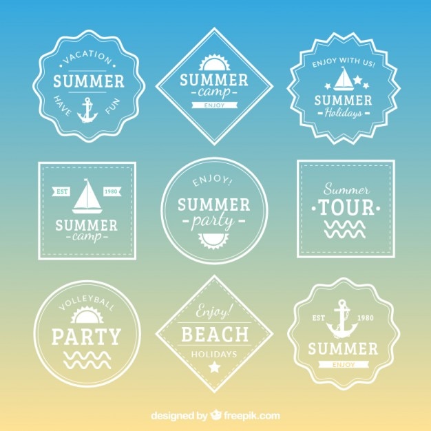 Free vector white summer badges set