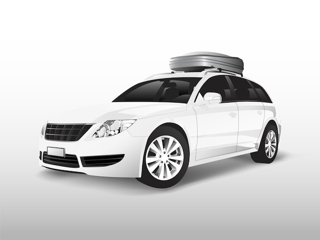 White Suv With A Roof Storage Box