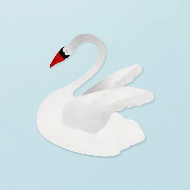 Free vector white swan vintage illustration vector