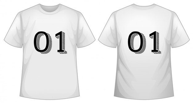 White t-shirt template with front and back