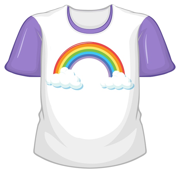 Free vector a white t shirt with purple sleeves on white background