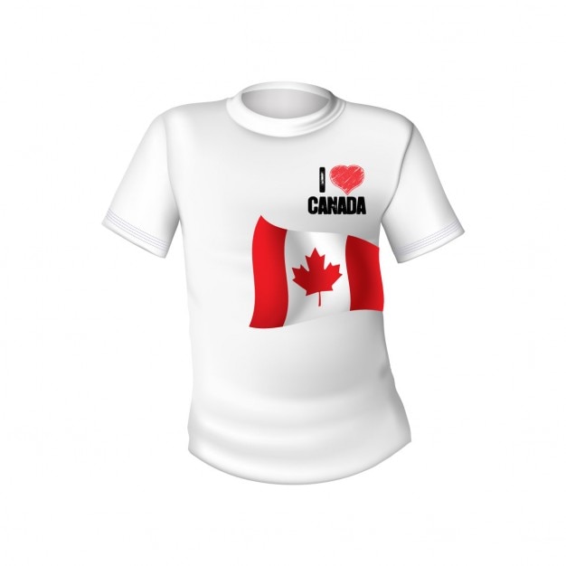 무료 벡터 캐나다의 국기와 함께 흰색 티셔츠