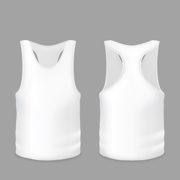 無料ベクター 白いタンクトップまたは3d現実的なカジュアルまたはスポーツウェアモデルのtシャツイラスト