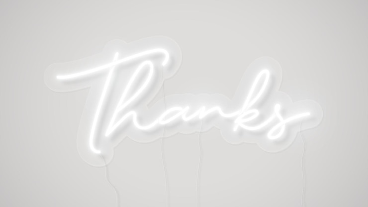 Free Vector white thanks neon word 