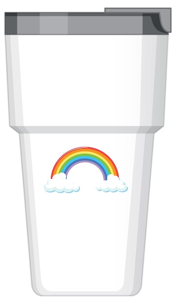 Free vector a white thermo flask with rainbow pattern