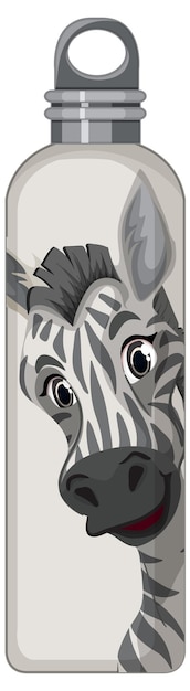 Free vector a white thermos bottle with zebra pattern