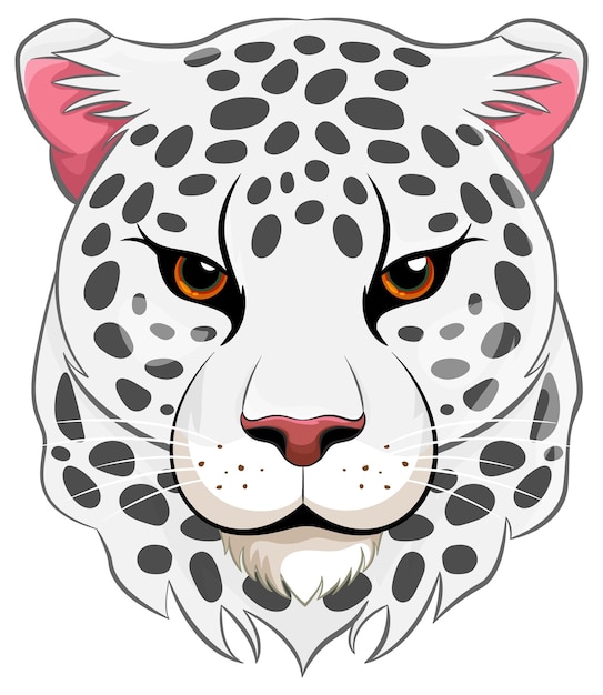 White Tiger Head Cartoon Illustration