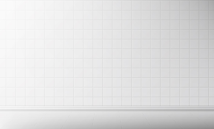 Free Vector white tile wall and floor in bathroom background