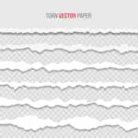 無料ベクター 白い紙の切り裂かれたのテンプレート 影の割れた水平ストライプ 境界のテクスチャデザイン ベクター