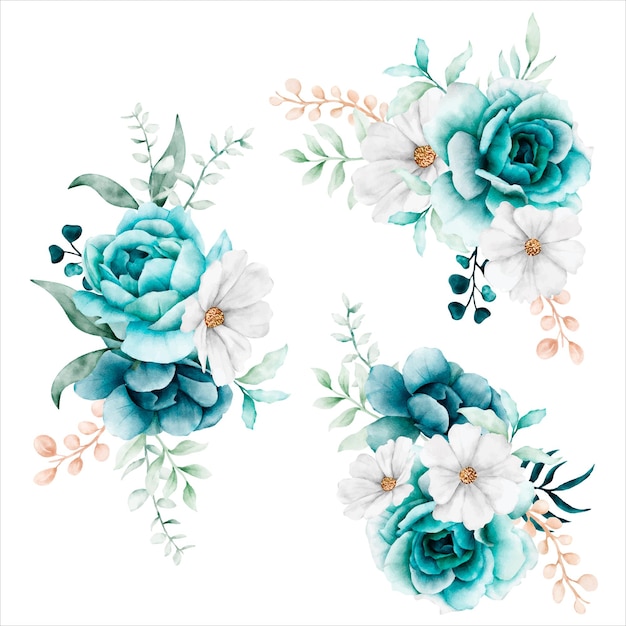 white tosca flower bouquet arrangement watercolor illustration