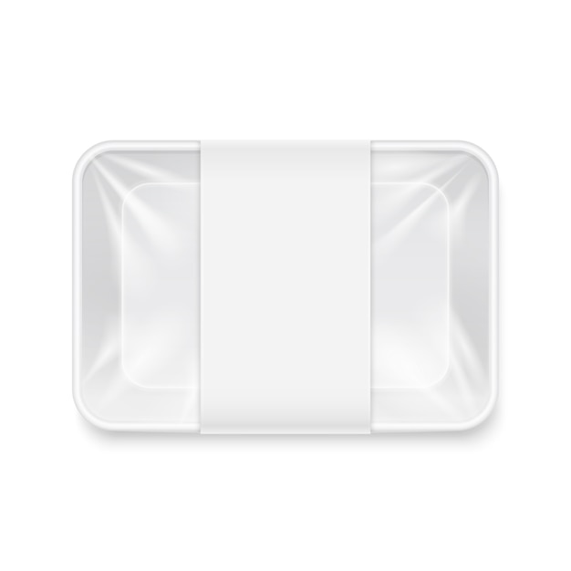 Download Premium Vector White Transparent Empty Disposable Plastic Food Tray Container Mockup