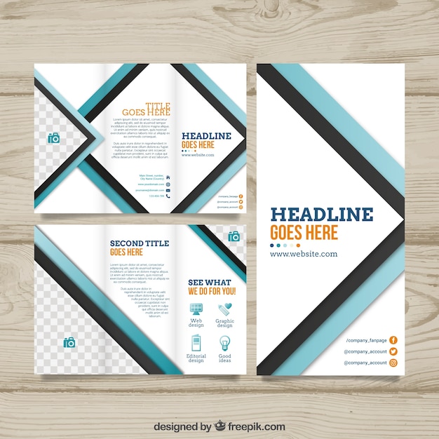 Vettore gratuito modello flyer trifold bianco