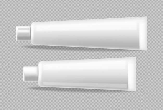 White tubes realistic isolated. Advertise empty container. Cosmetics, Medicine or tooth paste 3d detailed illustrations