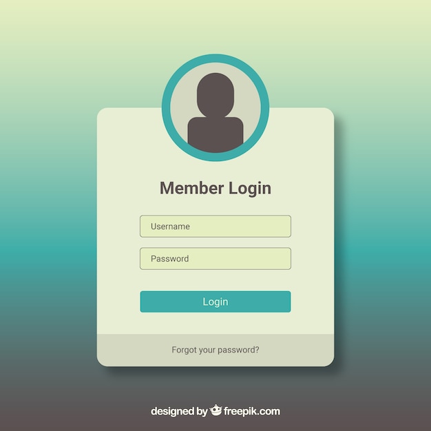 Modello di modulo di login bianco e turchese