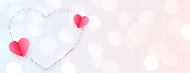 White valentines day banner with hearts frame