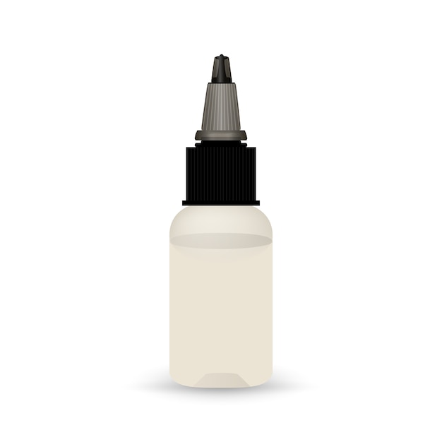 White vape bottle with liquid. 