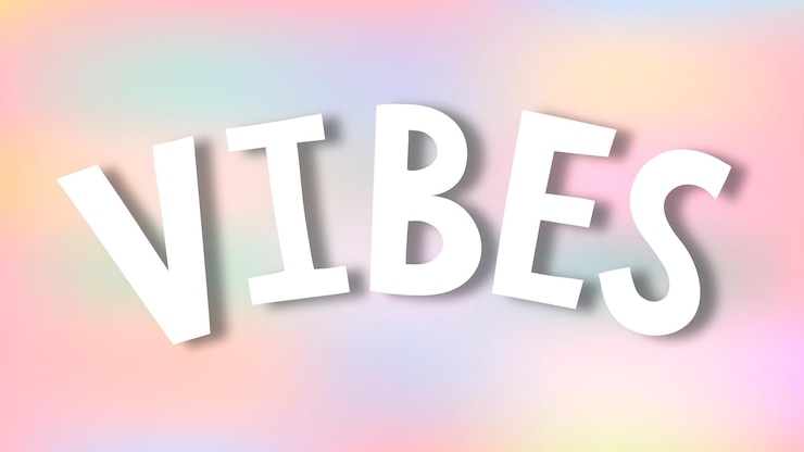 Free Vector white vibes doodle typography on a pastel background vector