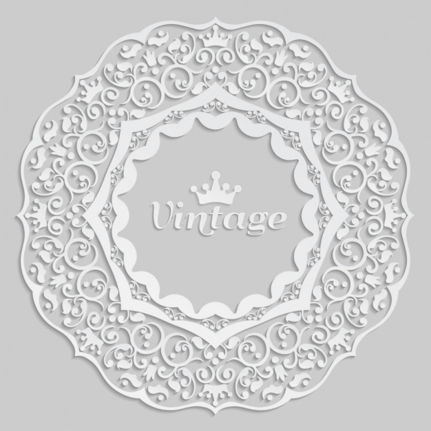 Vettore gratuito bianco vintage cornice ornamentale