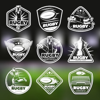 Set di etichette vintage rugby bianco