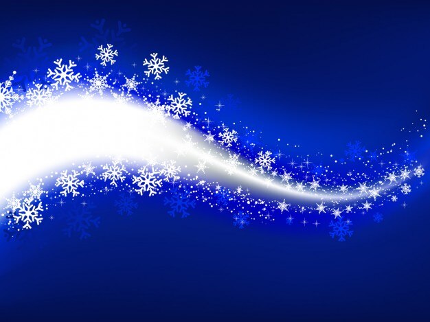 White wave with snowflakes on a blue background