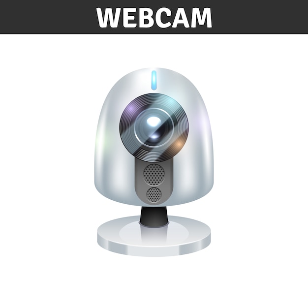 Vettore gratuito vista frontale della webcam bianca per computer e laptop