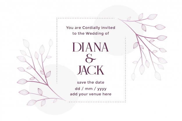 Free vector white wedding card with floral decoration