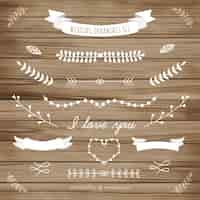 Free vector white wedding ornament of leaves collection