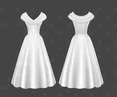 Free vector white wedding woman dress with long skirt