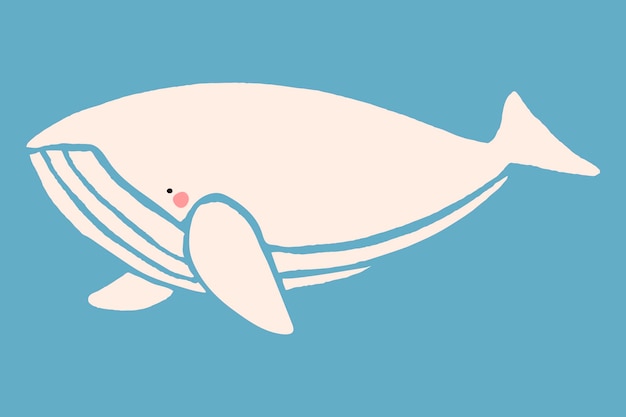 Free vector white whale on blue background vector