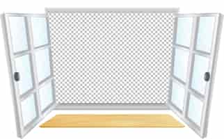 Free vector white window opened with transparent background