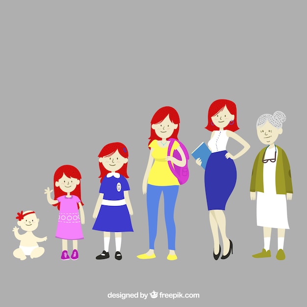 Free vector white women collection in different ages