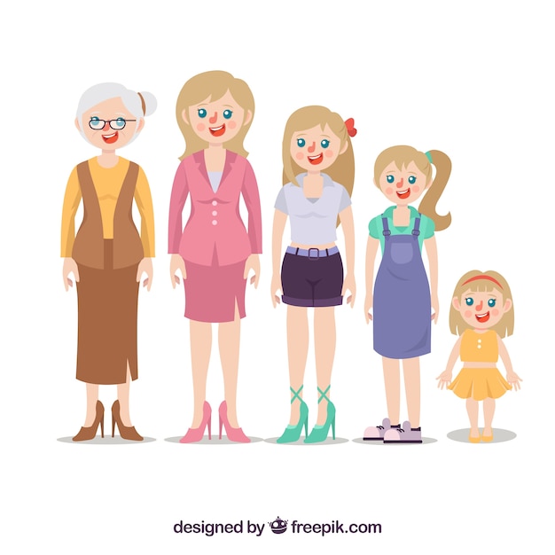 Free vector white women collection in different ages