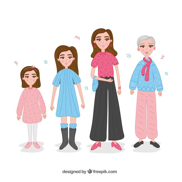 Free Vector white women collection in different ages
