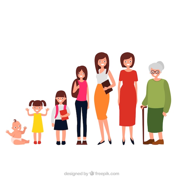 Free vector white women collection in different ages