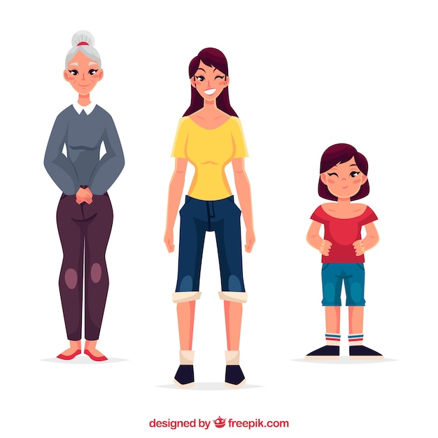 Free vector white women collection in different ages