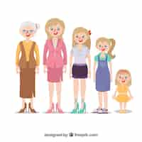 Бесплатное векторное изображение Коллекция белых женщин в разном возрасте
