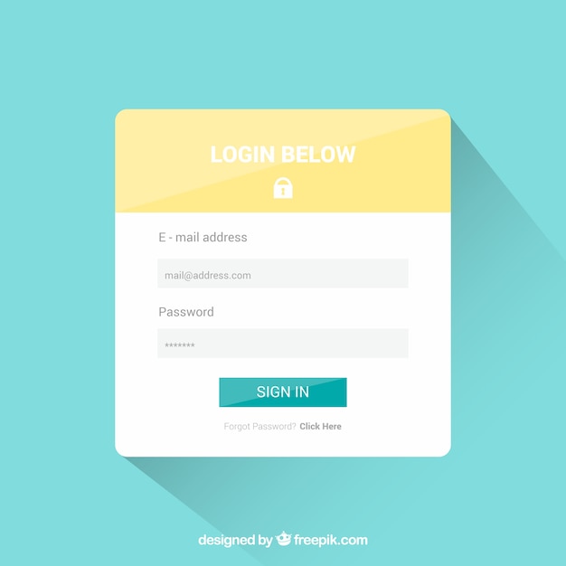 White and yellow login form