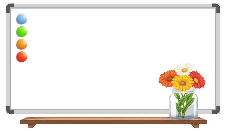 मुफ़्त वेक्टर whiteboard with colorful flowers and notes