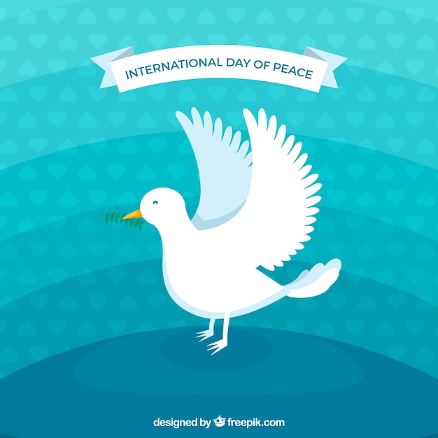 Whitte dove with leaf in flat design