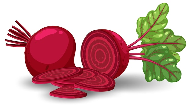 Free vector whole beetroot and sliced on white background