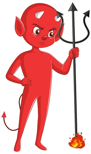 Free vector wicked devil cartoon character on white background