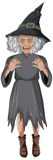 Free vector wicked old witch character on white background