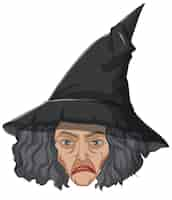 Free vector wicked old witch face on white background