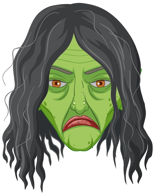 Free vector wicked old witch face on white background