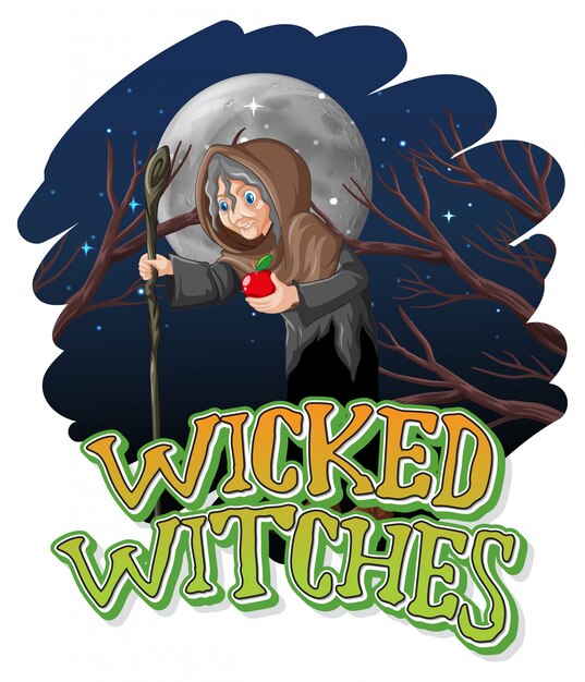 Wicked witches on night background