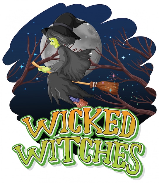 Free vector wicked witches on night background