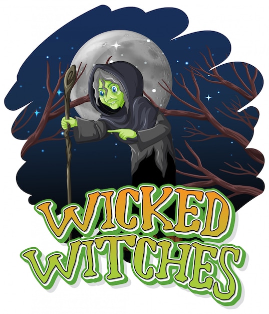 Free vector wicked witches on night background