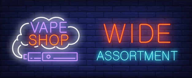 Wide assortment, vape shop neon sign