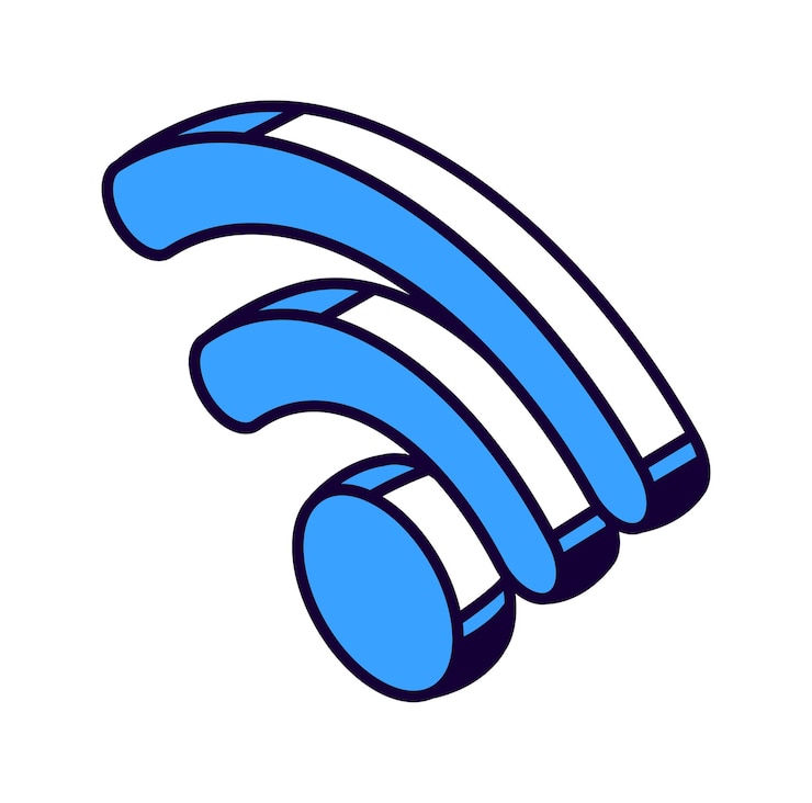 無料Vector wifiアイソメトリックアイコン、ワイヤレスインターネット技術分離ベクトル図