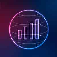 Free vector wifi signal communication technology vector neon icon with bar chart